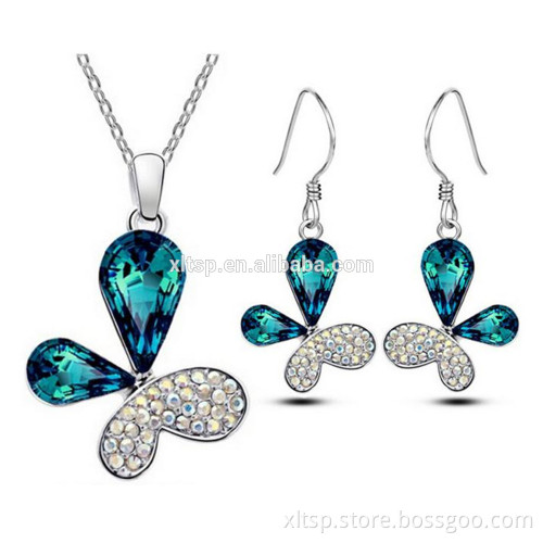 Indian Wholesale Fashion Butterfly Bridal Charming Zircon Jewelry Set